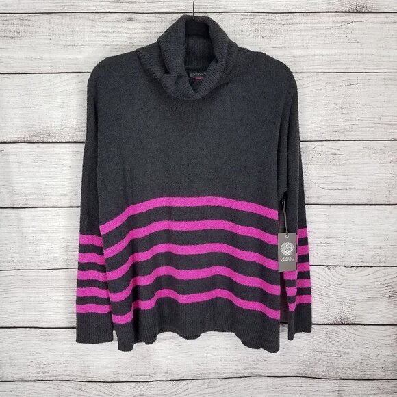 NEW Vince Camuto L Cozy Striped Turtleneck Pullover Sweater - Picture 1 of 10